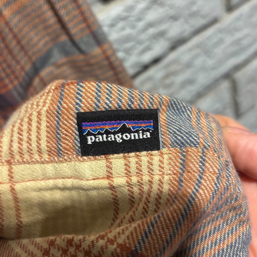 Patagonia Mens Fjord Flannel Organic Cotton Plaid Shirt Orange Yellow Size M - Picture 6 of 9